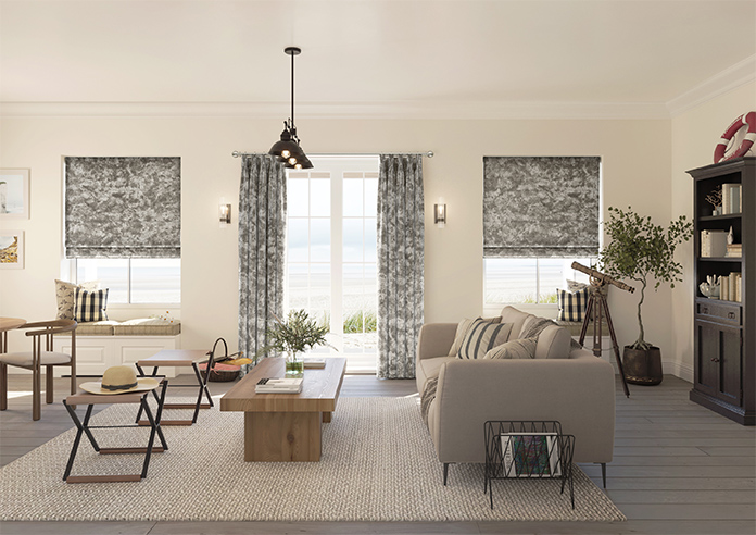 Cyrus Crushed Velvet, Moonlight - Motorised Roman Blind - Image 8